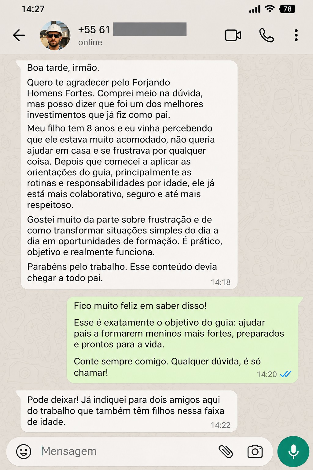Depoimento 5 sobre o Forjando Homens Fortes